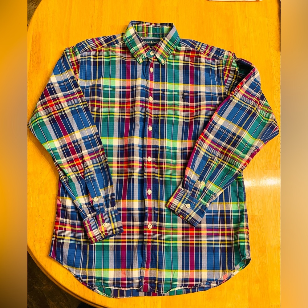 Boys plaid button-down Ralph Lauren shirt
